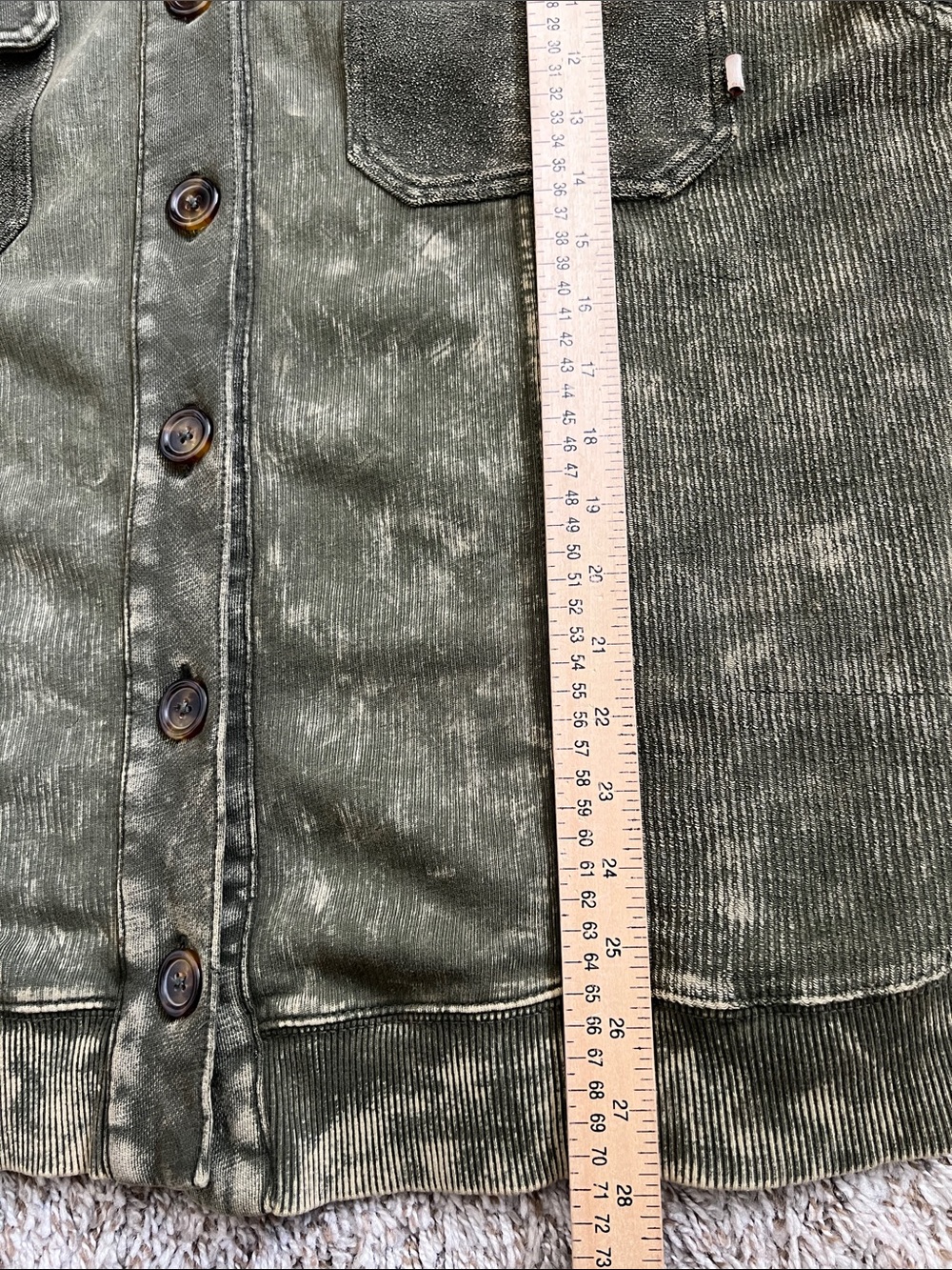 EUC PILCRO Relaxed Shirt Jacket Button Down Olive Distressed 100% Cotton L - Picture 14 of 16